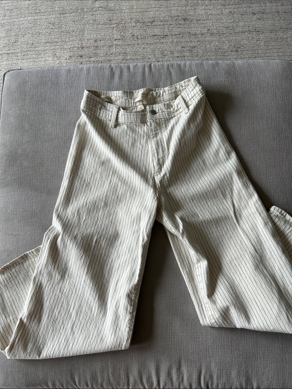 Universal Thread Cream Pinstripe Wide-Leg Jeans